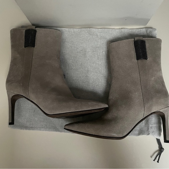 Brunello Cucinelli ankle boots, gray suede, size 38 - Picture 11 of 16